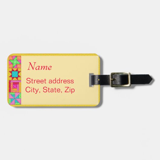 Étiquette Jaune bloc de bagage ou de machine à cou (Devant horizontal)