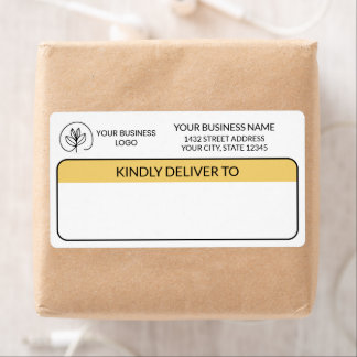 Étiquette Jaune clair et blanc avec votre logo d'entreprise