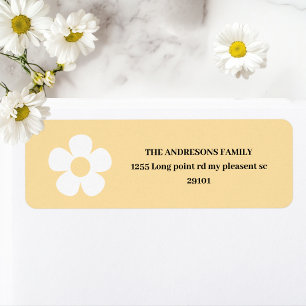 Étiquette Jaune Daisy Joyeux Anniversaire   Fête Florale