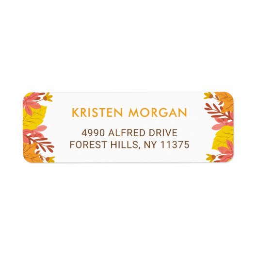 Étiquette Jaune d'automne Orange Feuilles d'automne (Devant)