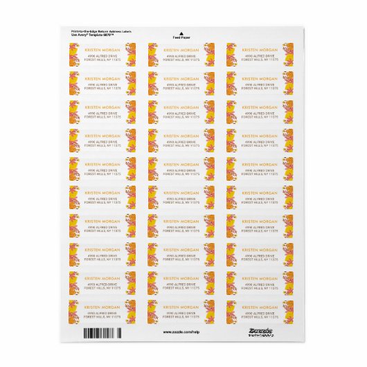 Étiquette Jaune d'automne Orange Feuilles d'automne (Feuille entière)