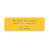 Étiquette Jaune Ensoleillé Mariage Blanc Monogramme Adresse (Devant)