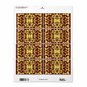 Étiquette Jaune et marron floral (Feuille entière)