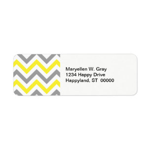 Étiquette Jaune, Gris Dk What Grand Motif Chevron ZigZag