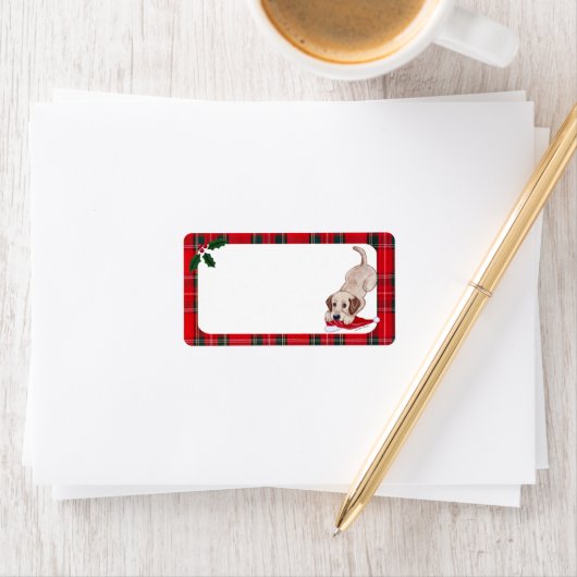 Étiquette Jaune Labrador Chiot Noël (En situation)