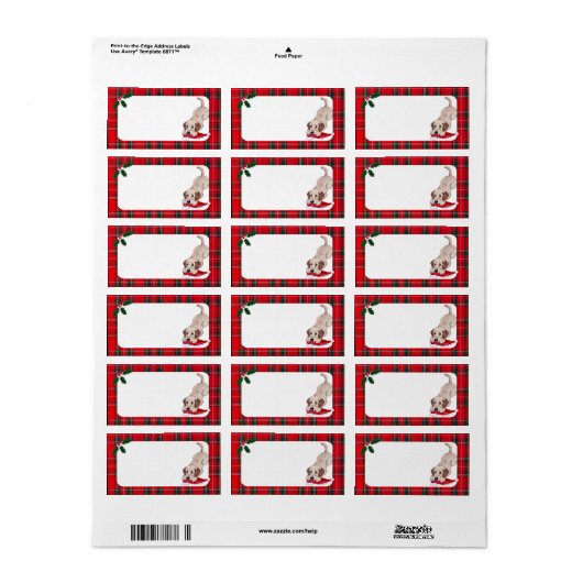 Étiquette Jaune Labrador Chiot Noël (Feuille entière)