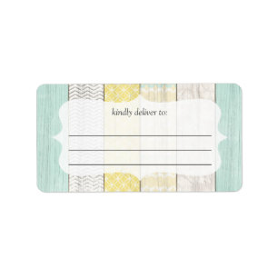 Étiquette Jaune Menthe Cottage Rustique Bois Grand Tableau