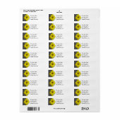 Étiquette Jaune Pois noir et blanc (Feuille entière)
