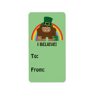 Étiquette Je Crois ! Leprechaun Bigfoot
