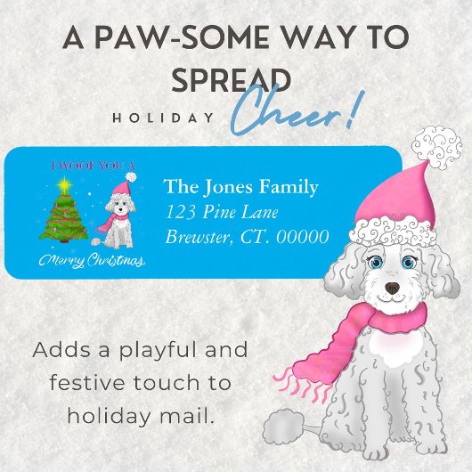 Étiquette Je T'Ai Donné Un Joyeux Joyeux Noël Mignonne Poodé