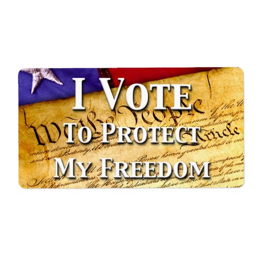 Étiquette Je Vote Pour Protéger Ma Liberté (Devant)