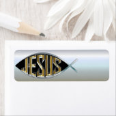 Étiquette Jésus dans un symbole de poisson (En situation)