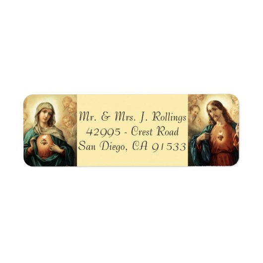 Étiquette Jésus et Sainte Vierge Marie Retourner l'adresse É (Devant)