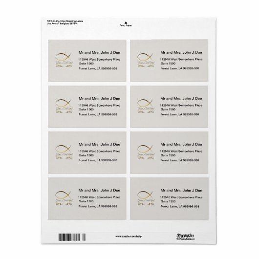 Étiquette Jésus t'aime (Feuille entière)