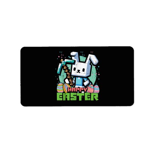 Étiquette Jeu de pixels de lapin de Pâques heureux  (Devant)