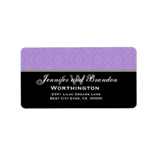 Étiquette Jeu Mariage damassé violet