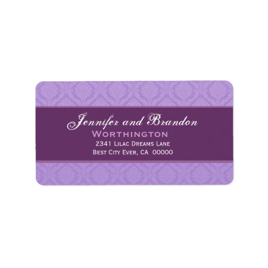 Étiquette Jeu Mariage damassé violet (Devant)