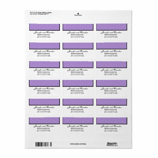 Étiquette Jeu Mariage damassé violet (Feuille entière)