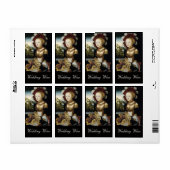 ÉTIQUETTE JEUNE FILLE, ANTIQUE VIGNOBLE RAISINS MARIAGE VIN (Feuille entière)