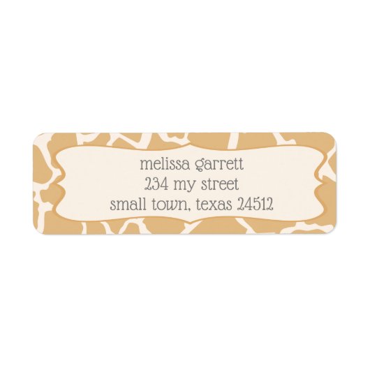 Étiquette Jeune girafe garcon bronzé (Devant)