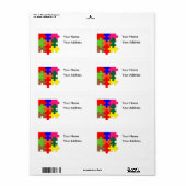 Étiquette Jigsaw Corner Pièces En Couleur (Feuille entière)