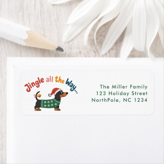 Étiquette Jingle All the Way – Cute Holiday Pet Gift & Mail (En situation)