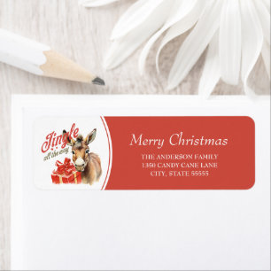 Étiquette Jingle All Way Rustic Christmas Farm âne âne