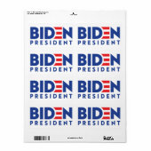 Étiquette Joe Biden 2020 Biden à la présidence (Feuille entière)