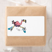 Étiquette jogging stupide et mignon qui tourne flamingo (En situation)