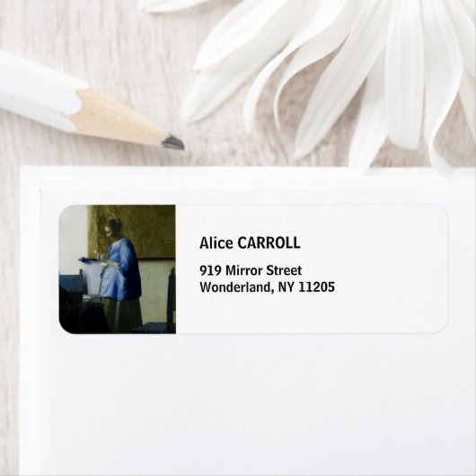 Étiquette Johannes Vermeer - Une femme en bleu lisant une le (En situation)