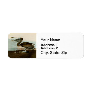 Étiquette John James Audubon Peinture Pélicane Brown