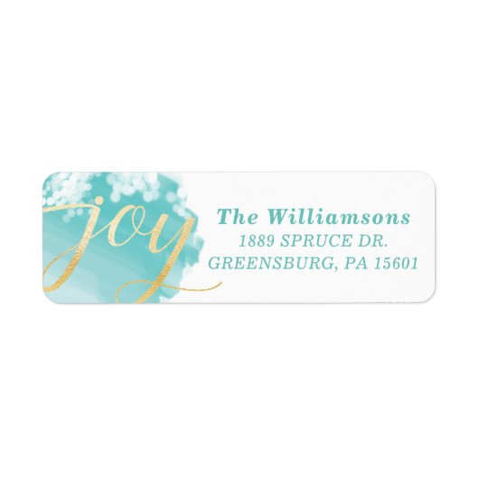 Étiquette Joie | Artistic Aqua Blue Watercolor Peinture Stro (Devant)