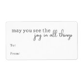 Étiquette Joie Boho Moderne En Toutes Choses Cadeau Rectangu (Devant)