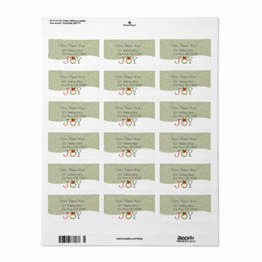 Étiquette Joie de Noël (Feuille entière)