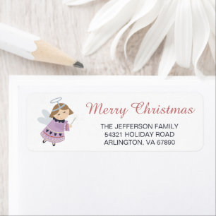 Étiquette Joli ange violet Joyeux Noël