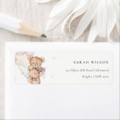 Étiquette Joli Blush Bear Balloon Floral Bunch Adresse cardi (En situation)