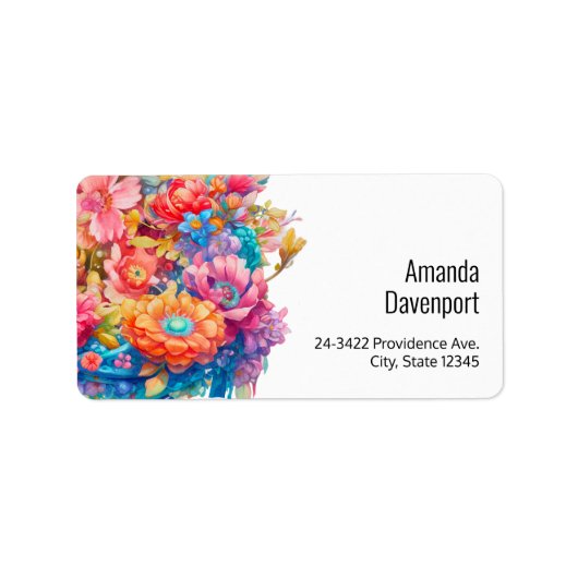 Étiquette Joli Bouquet rose orange & bleu (Devant)