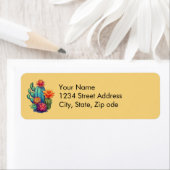 Étiquette Joli cactus en fleurs (En situation)