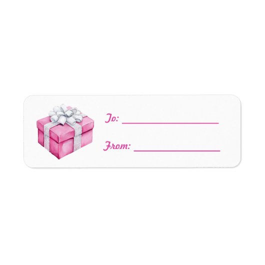 Étiquette Joli Cadeau Noël Arc Argent Rose (Devant)