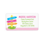 Étiquette Joli camp d'été Signer grande adresse de retour (Devant)