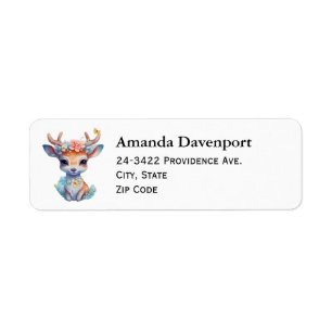 Étiquette Joli cerf de bébé avec Antlers et Fleurs Adresse