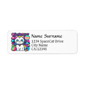 Étiquette Joli Chat Cosmique Blanc de l'Espace (Devant)