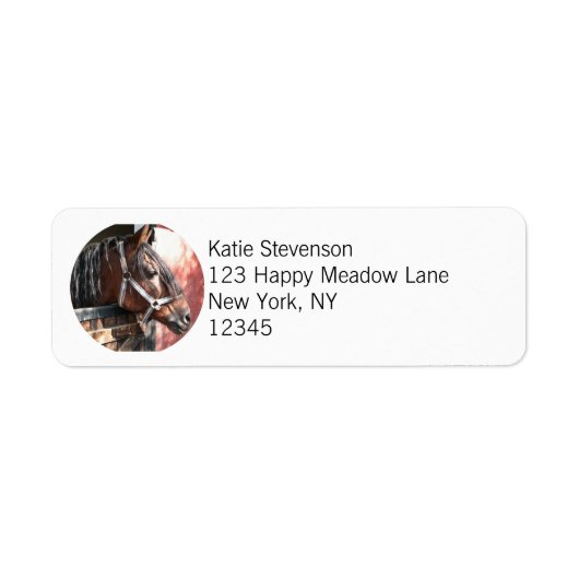 Étiquette Joli Cheval de Baie dans un soleil stable (Devant)
