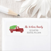 Étiquette Joli Christmas Tree Vintage Red Truck Adresse : (En situation)