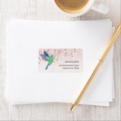 Étiquette Joli colibri Fleur de cerisier (En situation)