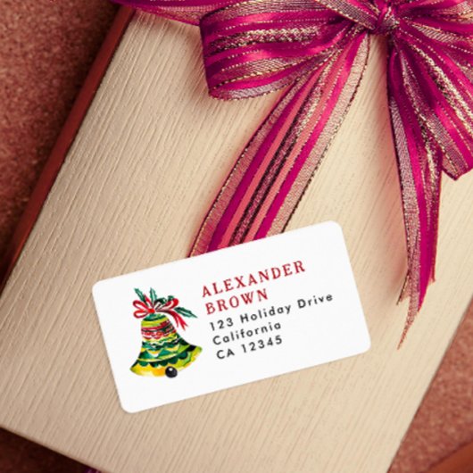 Étiquette Joli Coloré Rouge Et Vert Noël Adresse Bell