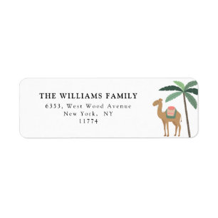 Étiquette Joli Désert Thématique Camel Palmiers Correspondan