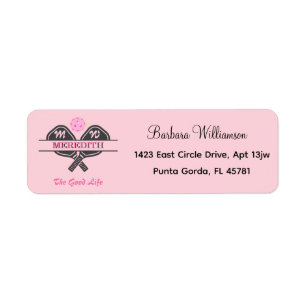 Étiquette Joli en rose Pickleball Gal Nom initial