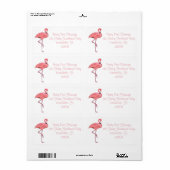 Étiquette Joli Flamant rose rose (Feuille entière)