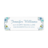 Étiquette Joli Floral Bleu C'est un Baby shower garçon (Devant)